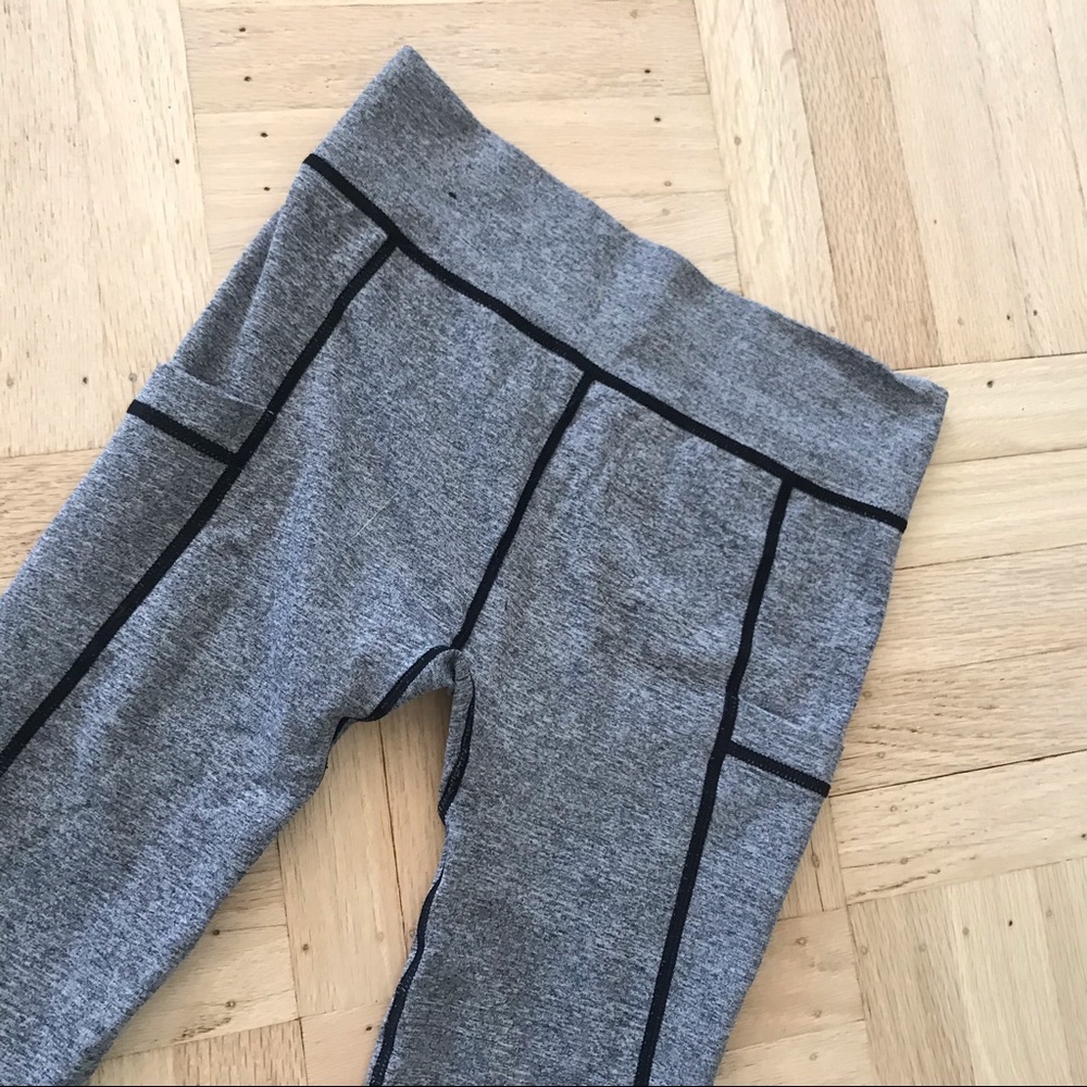 Gray with black cropped athletic leggings.  Size S